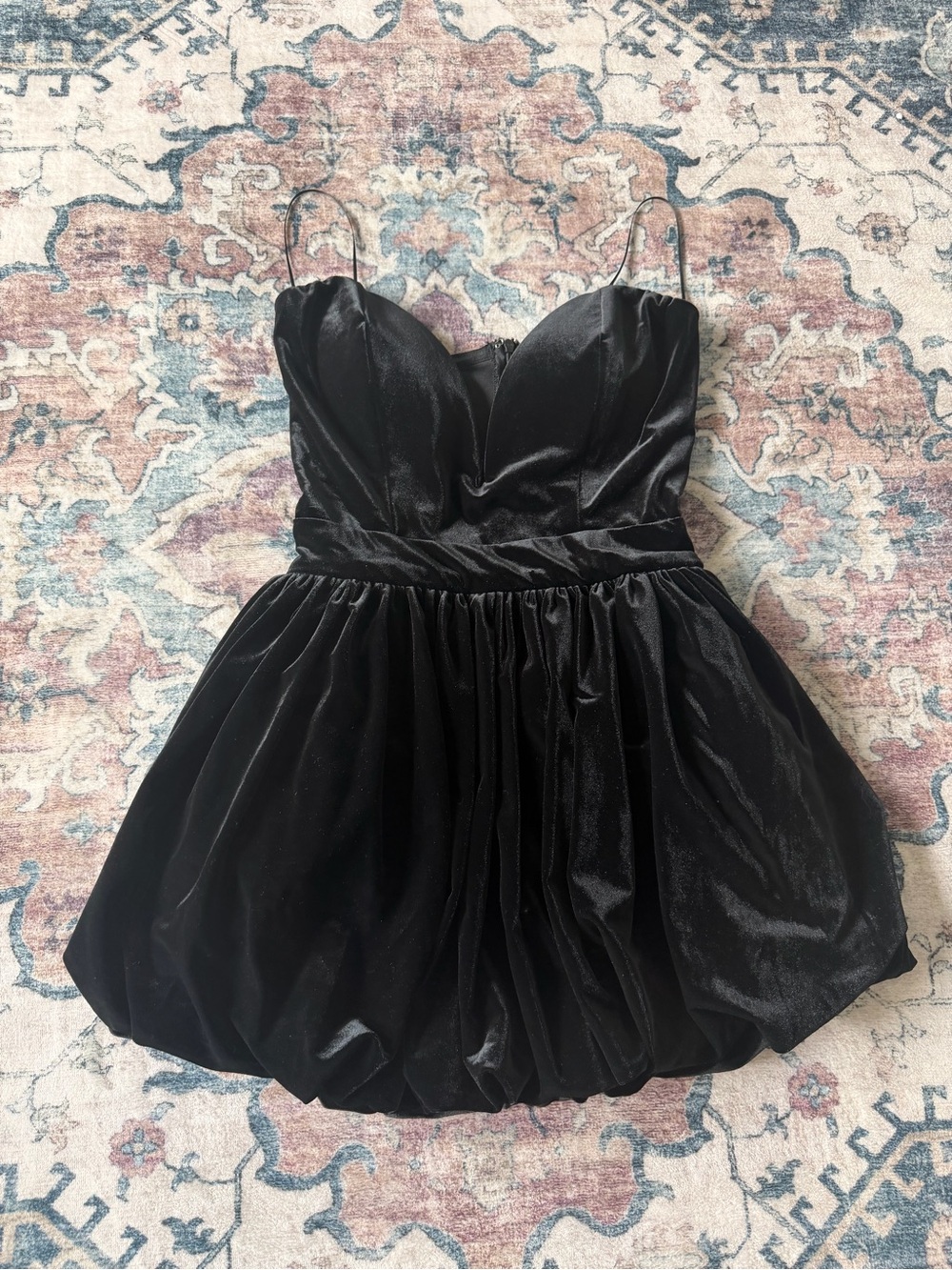 The Vintage Shop x Dolls Kill Sweetheart Black Velvet Spaghetti-Strap Dress